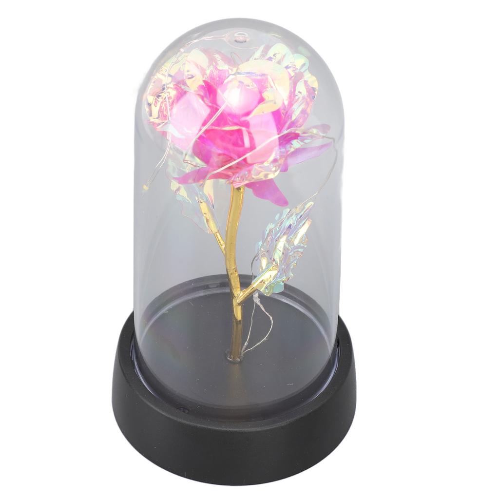Colorful Light Up Rose in Glass Dome Birthday Gifts Ambient Lighting Light Up Artificial Flower Rose for Anniversary