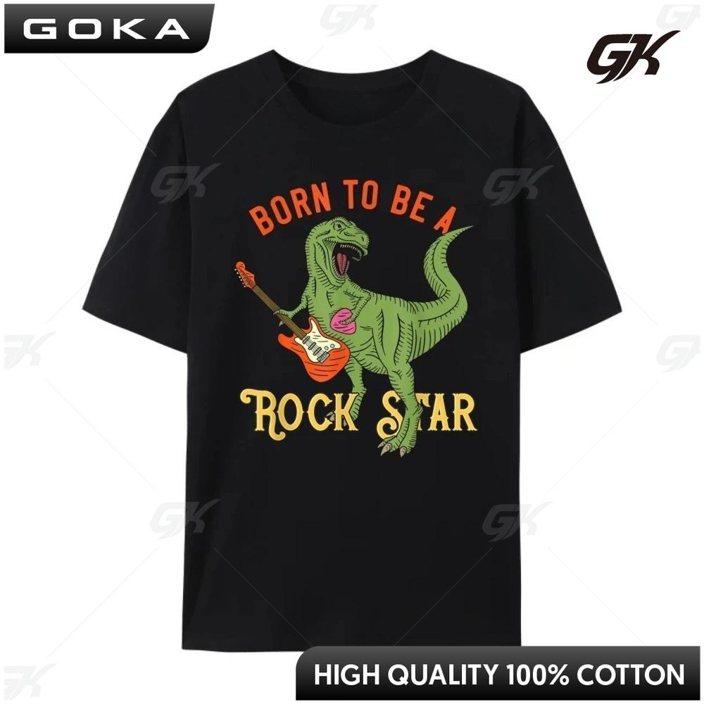 Born To Be A Music Legend Prehistoric Creatures Graphic Printed T Shirt Oversize Man Tops Tees National Flag Day