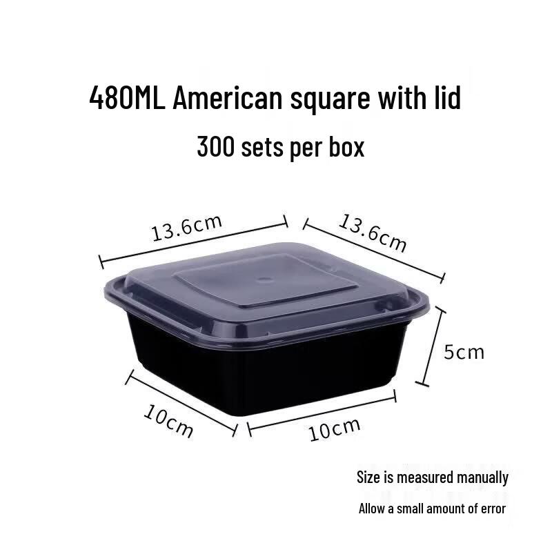 Tian Ya Jing 480ml Square Black Disposable Meal Prep Containers