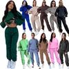 Autumn and Winter, Solid Color Long-sleeved Hooded Fleece Sweater Women's Clothing, Fashionable Casual Trousers Set