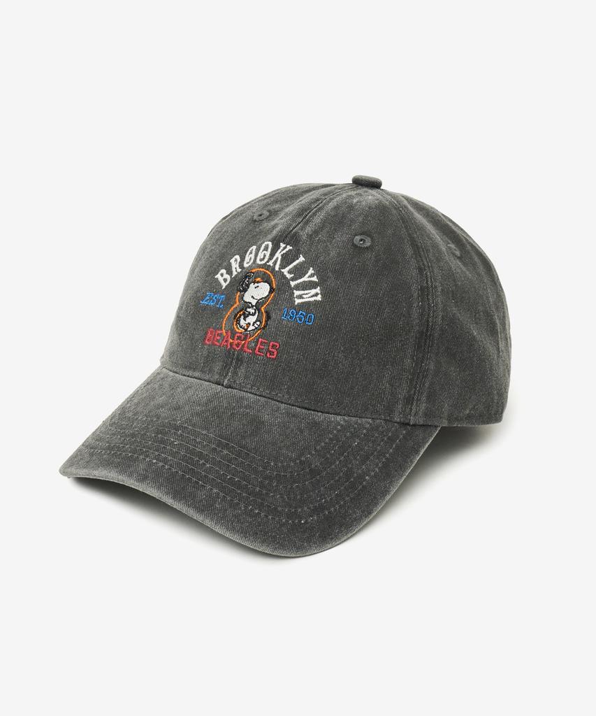 VTWO Brooklyn Snoopy Pigment Washed Ball Cap (Charcoal)