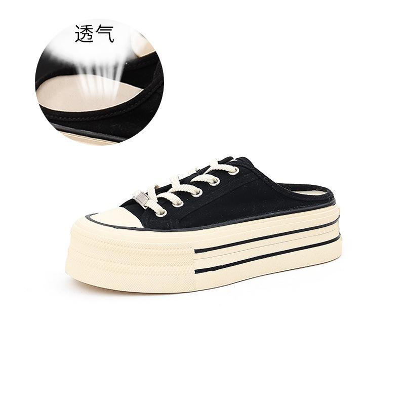 

New canvas slippers 2025 summer women s bag head slippers small fragrant style outer slippers women s fashion flat bottom sandals 35 чёрный