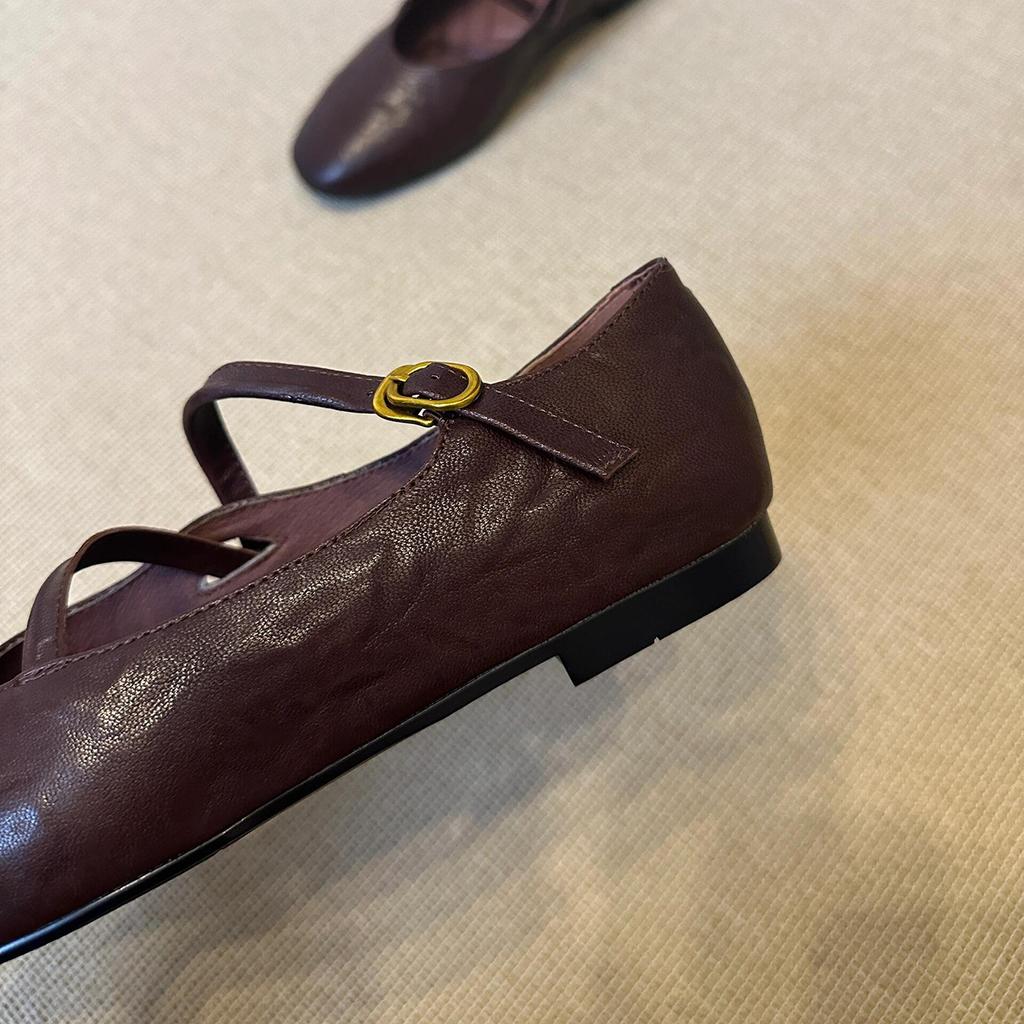 Sheepskin Version~ Mary Jane Shoes 2025 New Retro Leather Women's Shoes Autumn Flats Versatile Small Leather Shoes Single Shoes