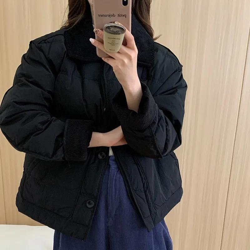 

Шикарная укороченная куртка в стиле пэчворк, осенне-зимняя женская куртка с хлопковой подкладкой, легкое пальто с карманами и длинными рукавами, теплое дизайнерское пальто XS чёрный