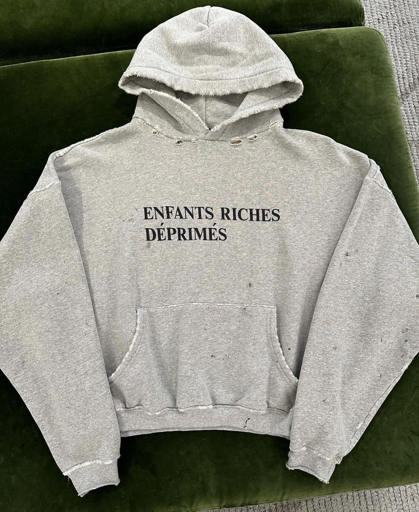 ERD Distressed Second Gen Letter Print Hooded Sweatshirt