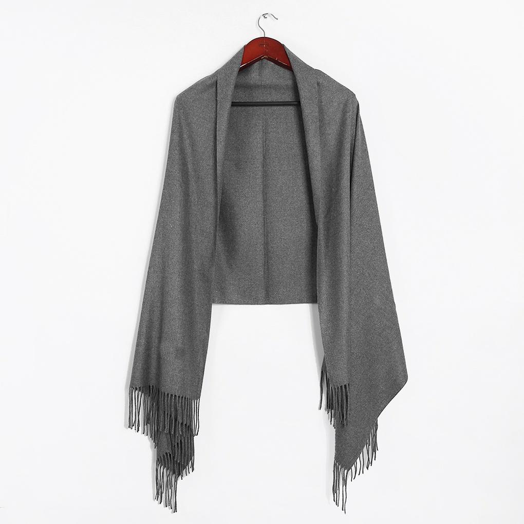 Cashmere Basic Muffler Dark Gray Plain Winter Scarf