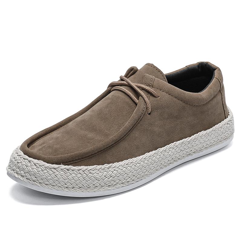 Fashion Fashion Mens Classic Retro Casual Shoes Lace Up Cow Suede Genuine Leather Mens Comfortable Driving Flats Men Outdoor Oxfords