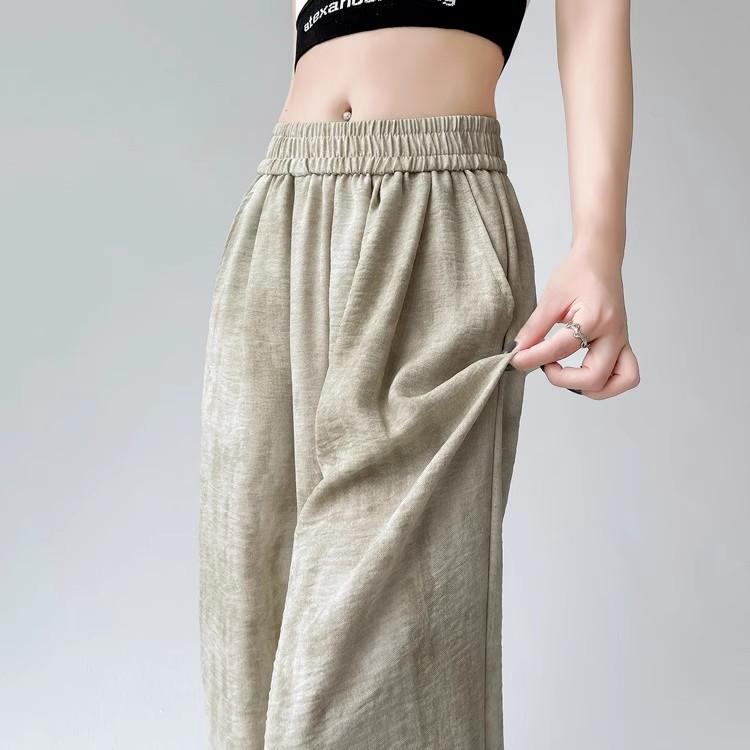Women Casual Designer Loose Wide Leg Pants Girls Tie Dye Stacked Straight Leg Slacks Pink Black Apricot Baggy Pants