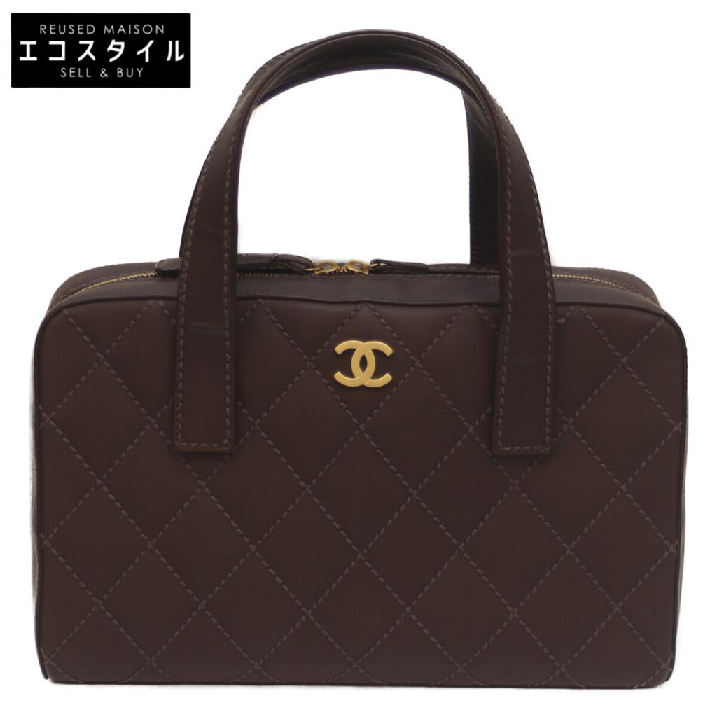 Chanel No. 8 Brown Wild Stitch Double Zipper Mini Boston Bag Boston Bag BrownUsed