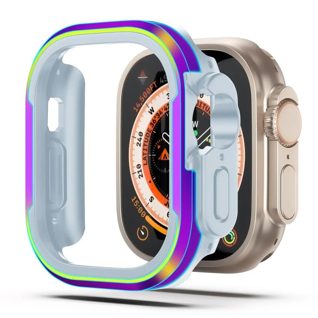 Boett i aluminiumlegering för Apple Watch Ultra 3/2 49mm serie 11 10 9 8 7 6 se TPU Stötfångare+Metallram för iWatch 46/42/45/44/41/40mm