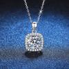 Geometric Square Pendant Necklace Women 1ct D Color Moissanite On Sterling Chain