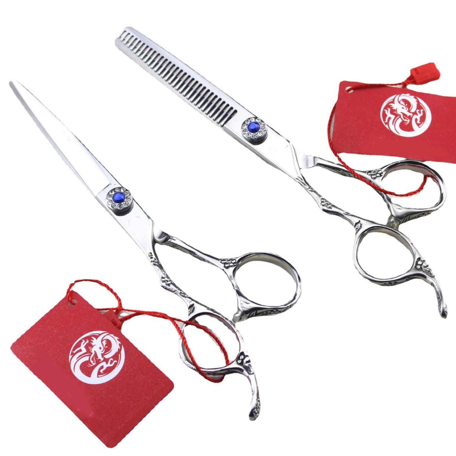 6.0-Inch Purple Dragon Plum Blossom Left-Handed Thinning & Straight Shears Set 6.0 inch Thinning Shear