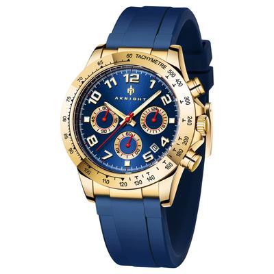 Stylish and Popular Quartz Watch with Soft Silicone Luminous Analog Date Japanese Instruction Manual Blue Men's Watch, Strap, Chronograph,