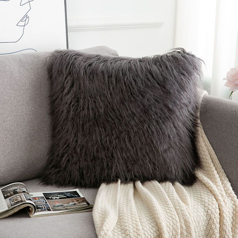 45/50cm Cushion Cover Modern Simple Soft Fluffy Pure White Plush Pillow Home Cushion Artificial Imitation Wool Pillow Cover