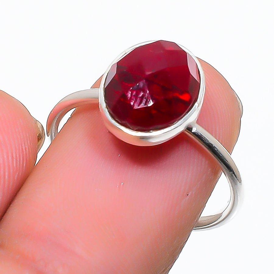 Mozambique Garnet Gemstone 925 Sterling Silver Jewelry Ring Size Adjustable GK-5528