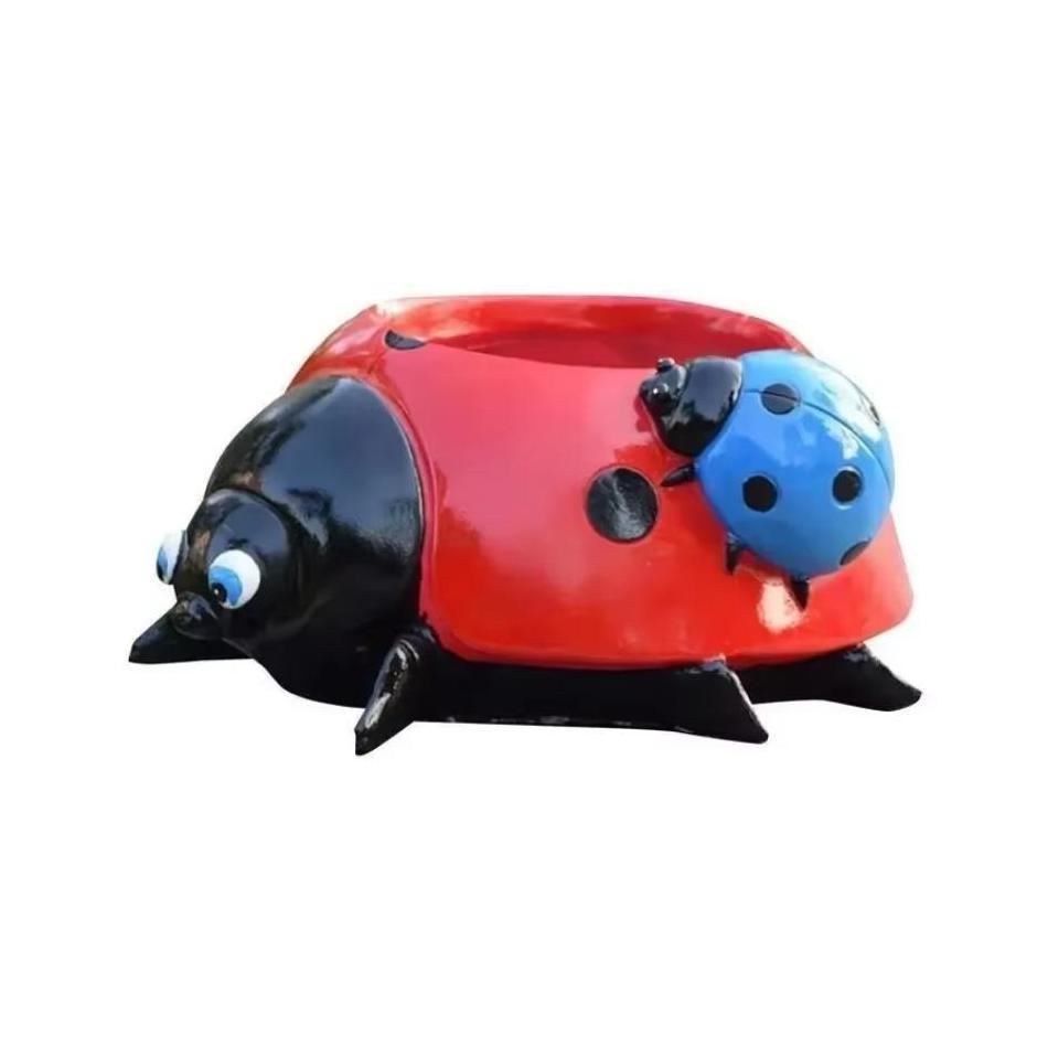 1 Pcs Beetle Courtyard Lawn Beetle Seven Star Ladybug Flower Pot Resin Decor Garden Decoration Creative Fashion Crafts