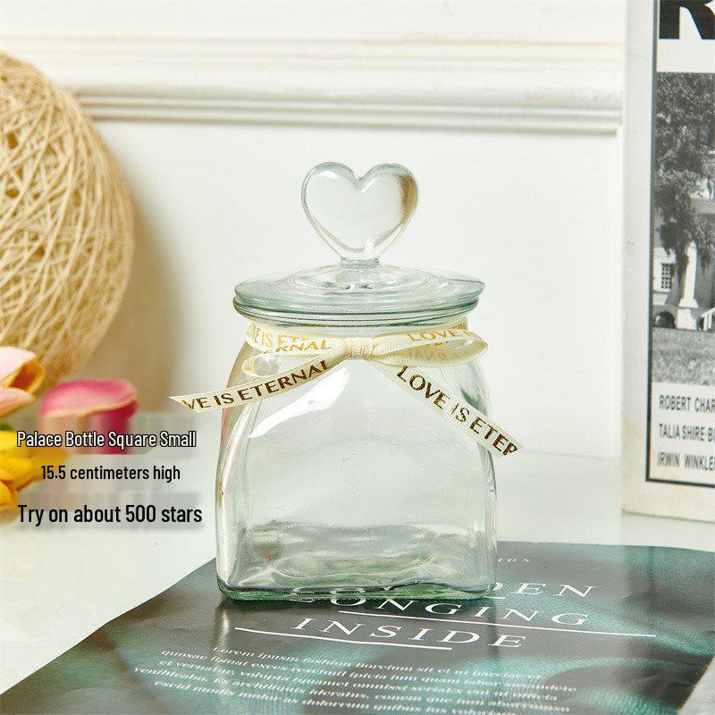 Creative Glass Bottle with Sand, Shells, Lucky Stars, Paper Cranes, and Rainbow Pentagrams
