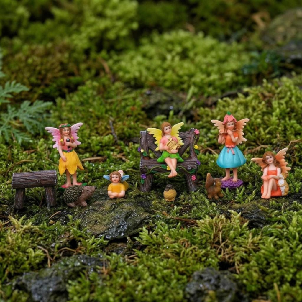 Fairy Garden Figurines Set HandPainted Miniature Bright Colors Desktop