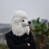 Poodle Costume Mask Latex Animal Dog Headgear For Halloween Party Photos