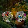 Solar Powered Hanging Lantern, Metal Mesh LED Butterfly Light, Waterproof Outdoor Garden Patio Yard Decor, Warm White & Multicolor Night Lamp