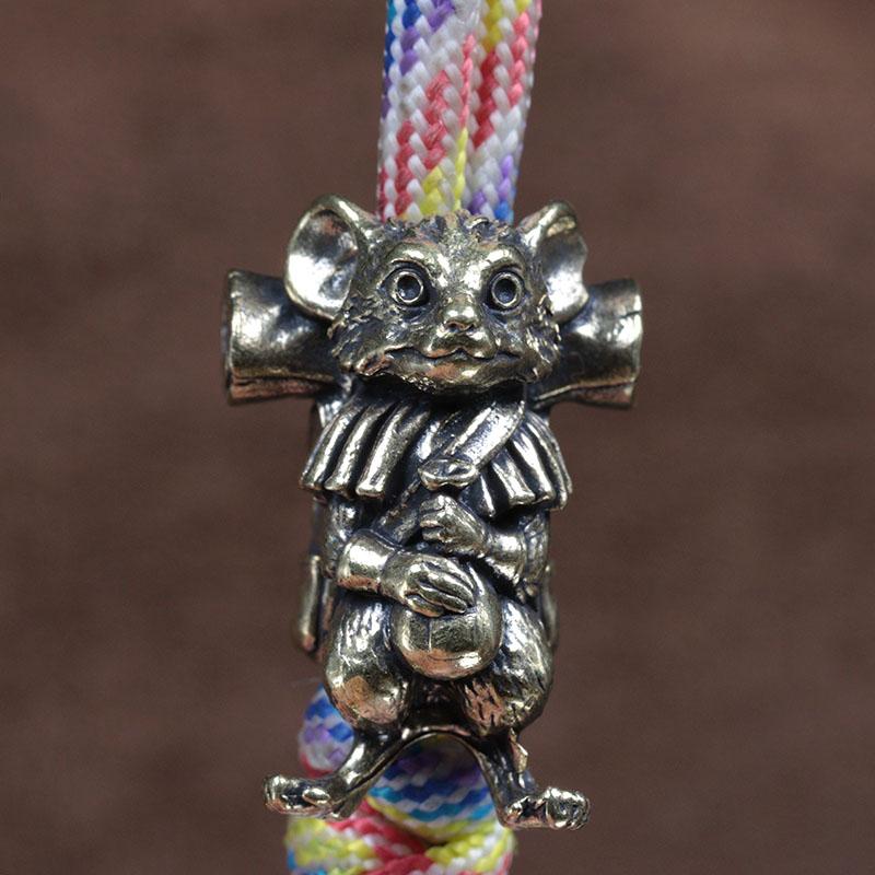 Ratte Reisender Messing Messerperlen Tier Maus EDC DIY Paracord Gewebte Armbänder Lanyard Anhänger Zubehör Outdoor Werkzeug Anhänger