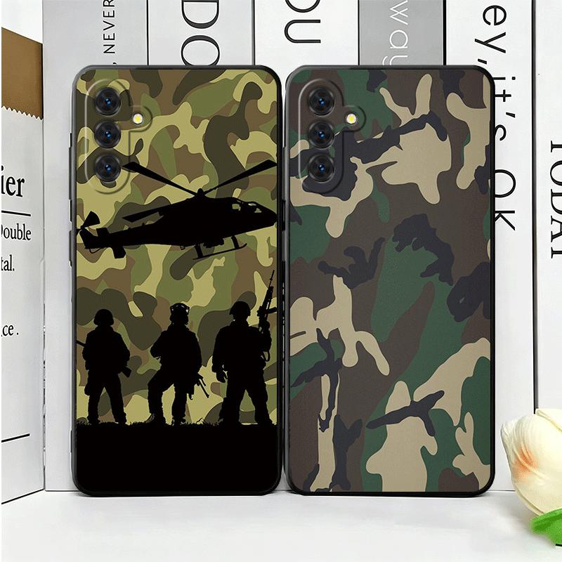 Camouflage Military Pattern Soft Phone Case for Samsung A17 A37 A57 A16 A26 A36 A56 A15 A25 A35 A55 A14 A24 A34 A54 A13 A23 A33