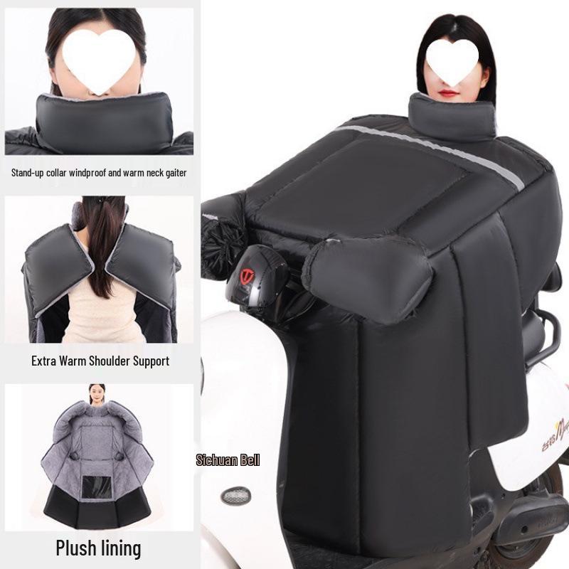 Zimowa osłona przedniej szyby do samochodu elektrycznego i motocykla - Wyściełana polarem, Pogrubiona, Wodoodporna, Wiatroszczelna, Ochrona przed zimnem.