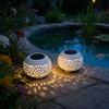 Iron Solar Outdoor Lamp – Hollow Design for Garden, Courtyard, and Camping Decor