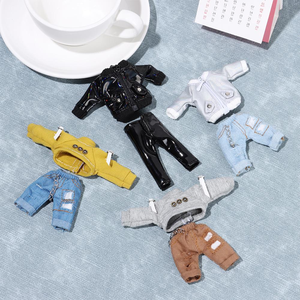 19 Styles 1/12 Dolls Kids Gift Toys PU Leather Jackets Fashion Ripped Pants Hoodies Doll Jeans