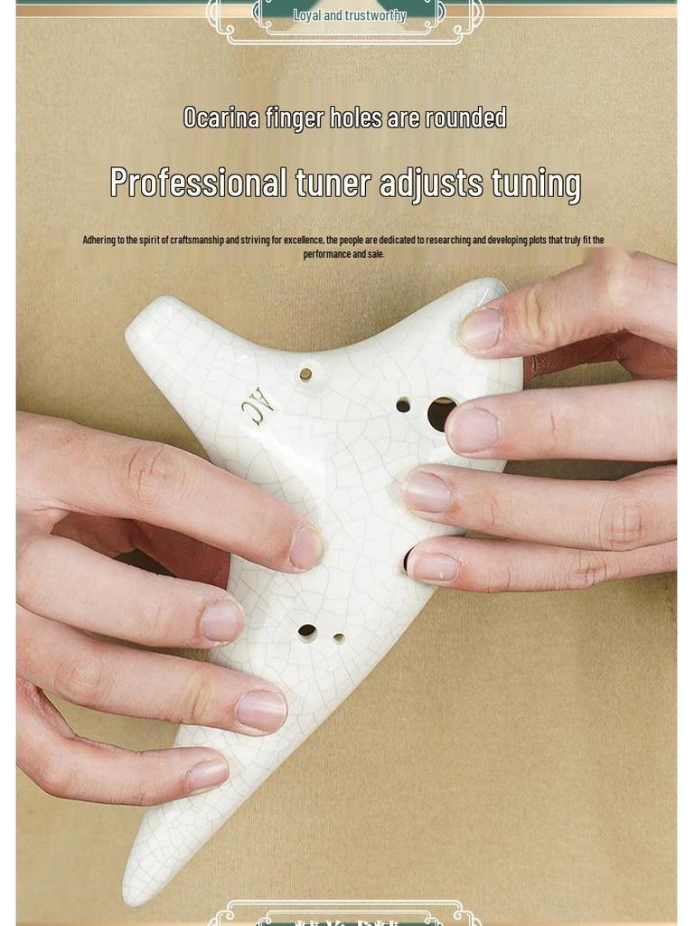 Alto C Key 12-Hole Smoked Ocarina for Professionals and Beginners