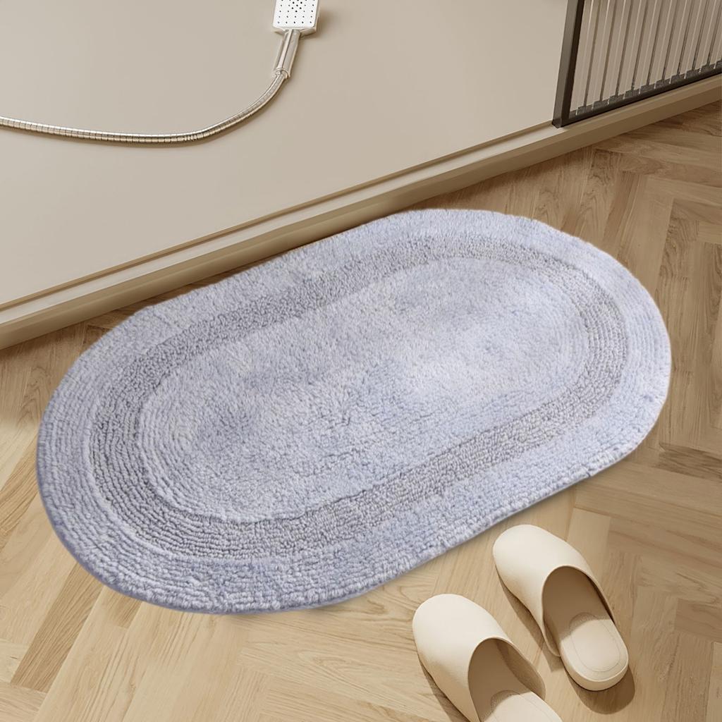 Oval Floor Mat, Door Mat, Double-sided Plush Kitchen And Bathroom Water-absorbing Foot Mat, Vacuuming Foyer Mat