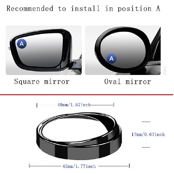 2PCS Mini Small Blind Spot Mirror, 1.57"(40mm) Round HD Glass Convex Rear View Mirror,Strong Adhesive Mirror for Car, Van, SUV and Trucks