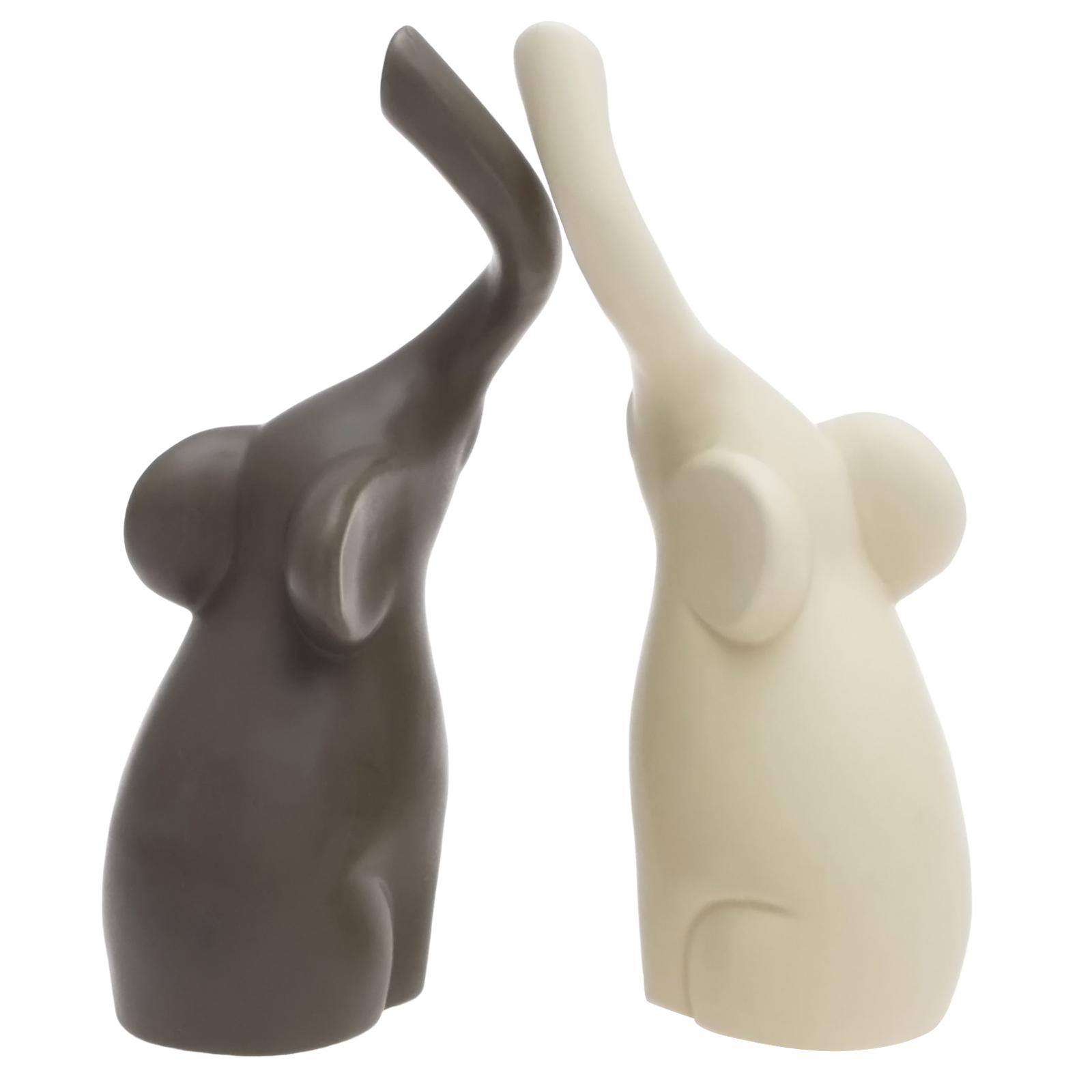 2 шт. Статуэтка слона, изображающая пару, 7 дюймов, керамическая фигурка пары слонов, современная декоративная статуэтка для гостиной, домашний декор