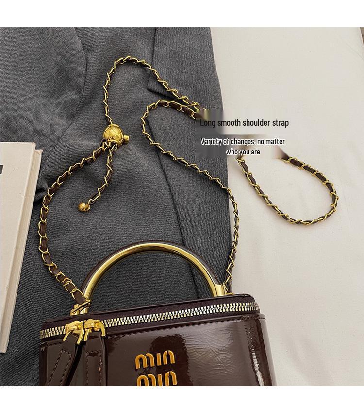 Vintažinė Miu maža kvadratinė grandinėlės rankinė - moteriška kasdienio stiliaus rankinė per petį ir crossbody