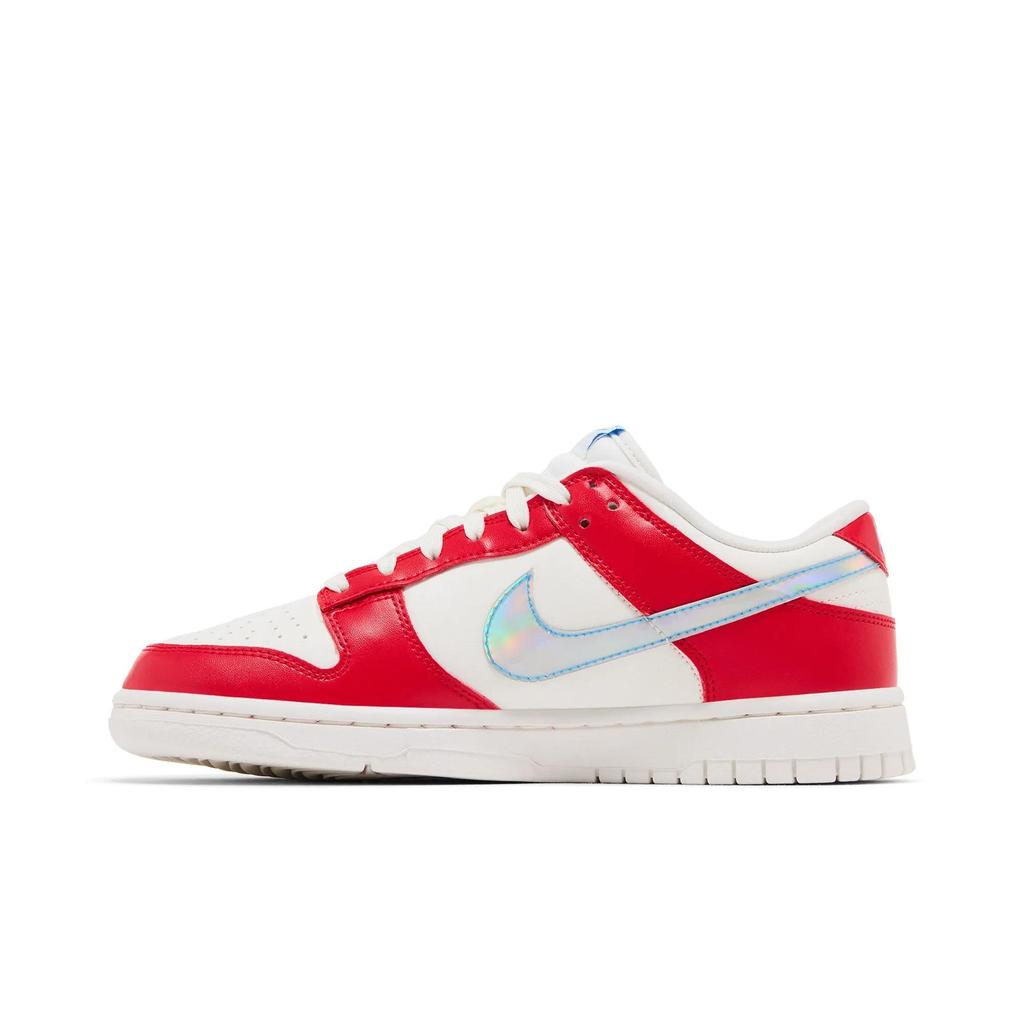 Nike Womens Dunk Low '30th Anniversary' (women's sizes) Action Red / Multi-Color-Sail-Light Photo Blue Skate Shoes IR1970604