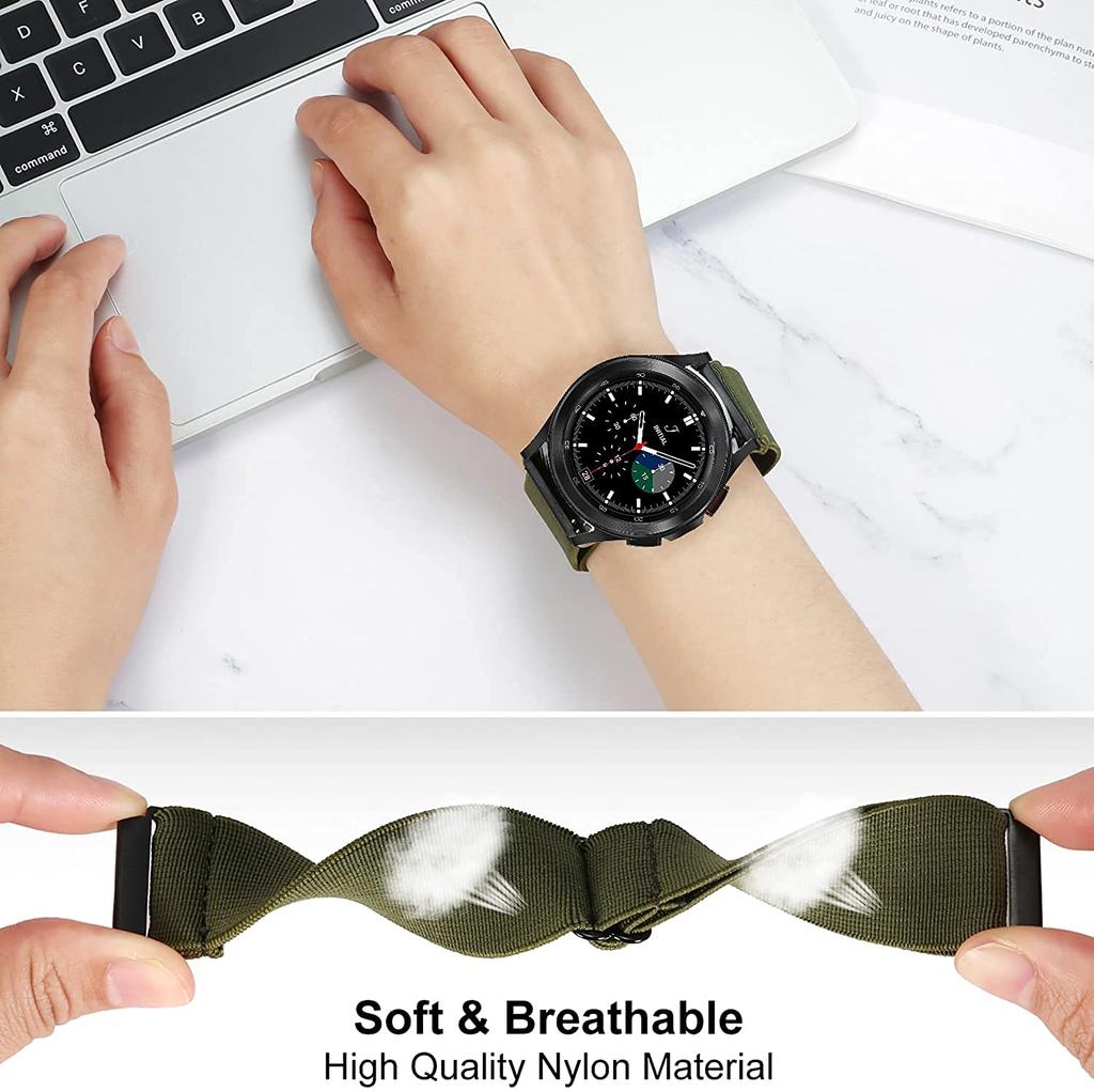 Nylon Strap for Samsung Galaxy Watch 7 FE 6 5 4/Gear S3 Adjustable Bracelet for Amazfit Balance 2/Bip 6 5/GTR 4/Active 2 3/GTS 4