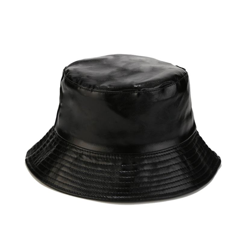 Fashion Bucket Hat for Men And Women PU Leather Waterproof Rain Cap with Wide Brim UV Protection Fishmen Style