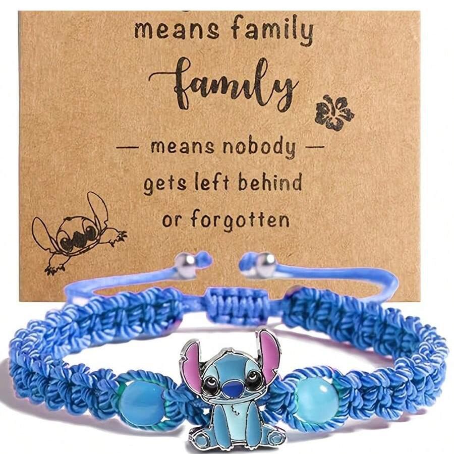 

MINISO Аніме Браслет Stitch Мультяшний Lilo & Stitch Каваї Браслет на зап ястя Дитячий браслет для дівчаток і хлопчиків Регульований браслет Подарунки темно-синього кольору