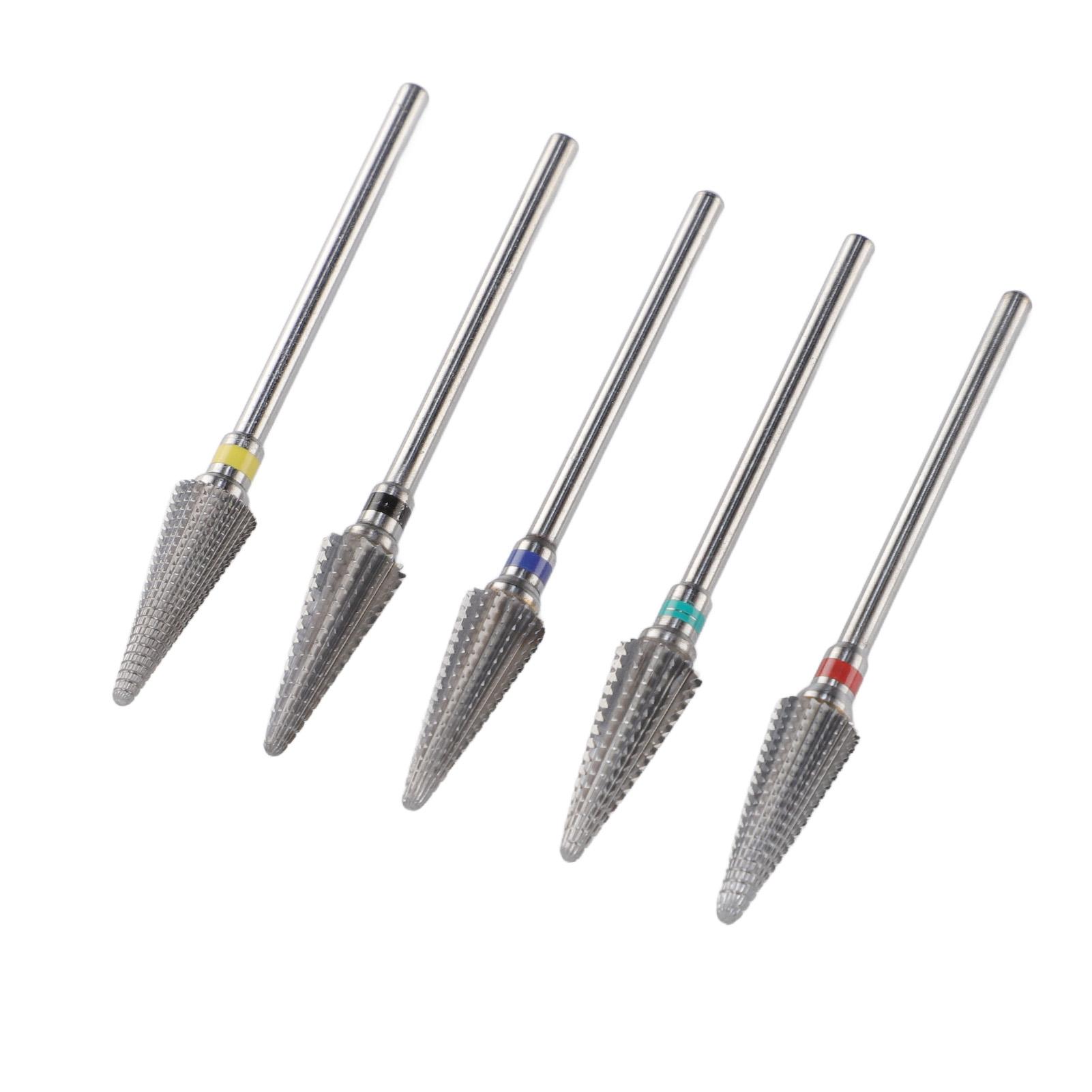 

5 шт. конических наконечников для ногтей, карбид вольфрама, маникюр, педикюр, полировка, электрическая пилка для ногтей