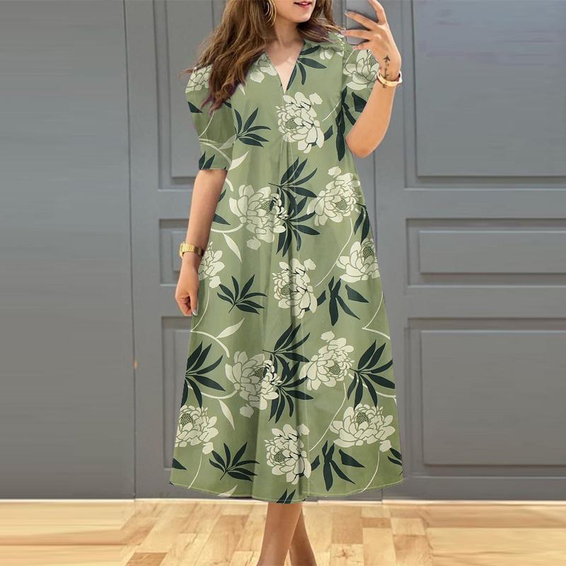 ZANZEA Womens Floral Print Casual Short Sleeve Dress