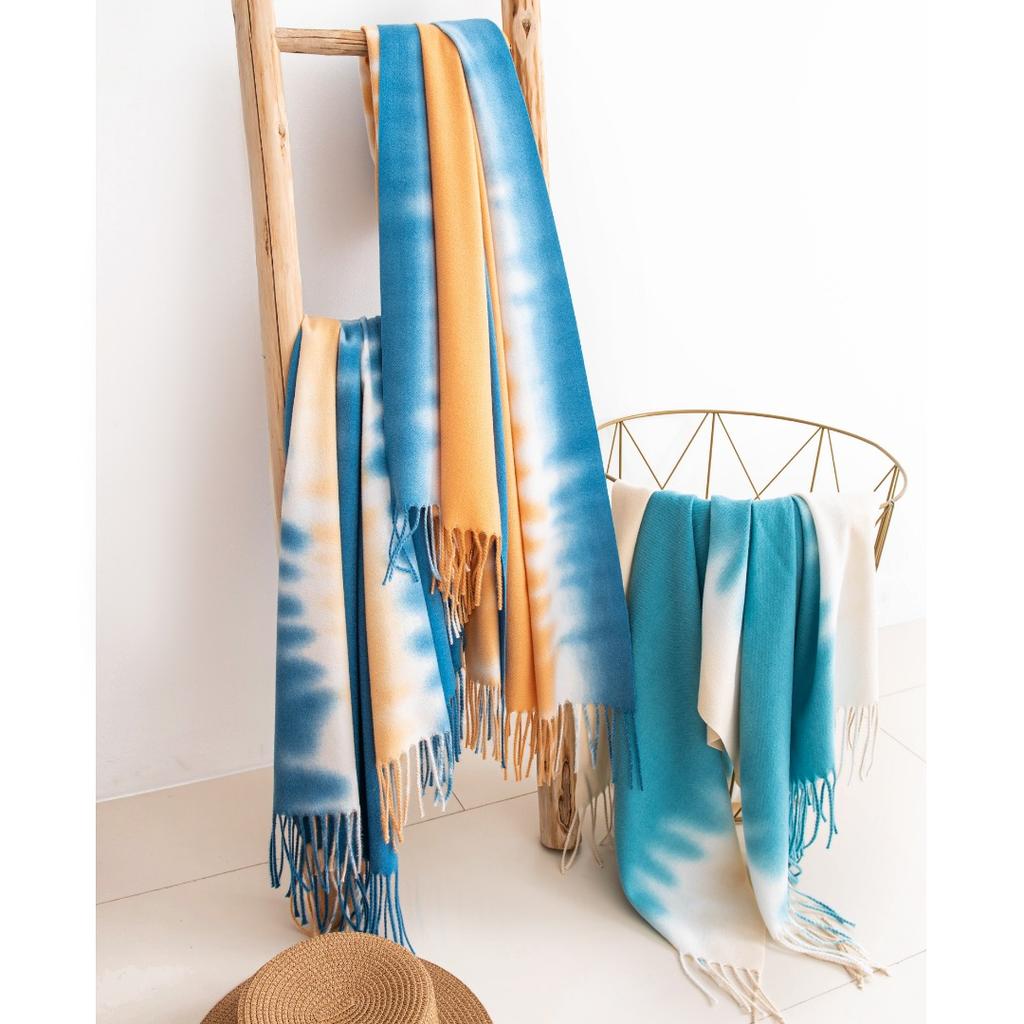 Winter Women Scarves Long Warm Gradient Imitaion Cashmere Hijab Solid Lady Shawl Wrap Female Pashmina Bandana Head Scarf