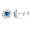 LeCalla S925 Sterling Silver Jewelry Love-Knot Stud Earring for Women (6 MM Blue Topaz Round)