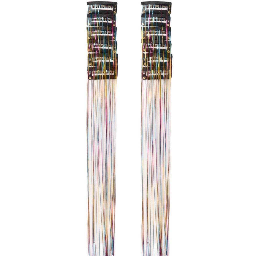 12 Strand Sparkles Tinsel Hair Extension High Temperature Silk Glitter Filament Hairpieces for Various Outfit Occasion
