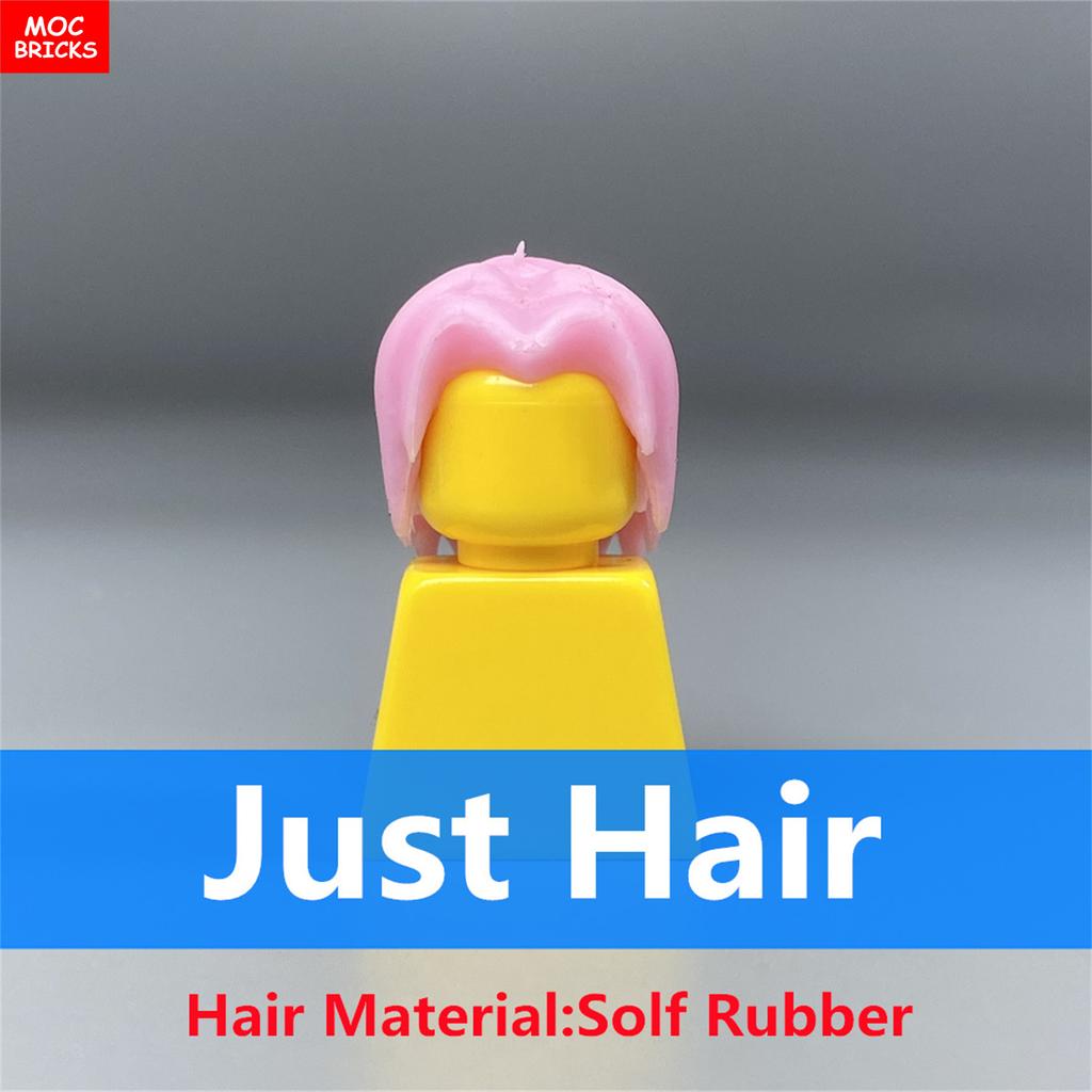 Non-Toxic 10Pcs Moc Bricks Female Male Children Mustache Grandpa Hairs Helmet Action Figure Assembled Building Blocks Plastic Toys