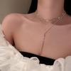 Korean Style Rhinestone Tassel & Pearl Necklace: High-End Clavicle Chain Jewelry for Women