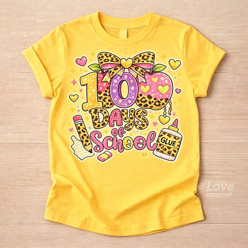 

New Girls T Shirt Glitter 100 Days Shirt Children Clothes Girl Disco Ball 100 Days Of School Fashion T-Shirt Retro School Te 160