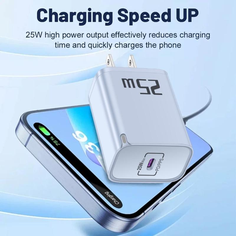 Quickly Charge 25W USB C Charger Type C PD Wall Charger for Fast Charging Travel Friendly Wall Plugs AC100-240 V 50-60Hz