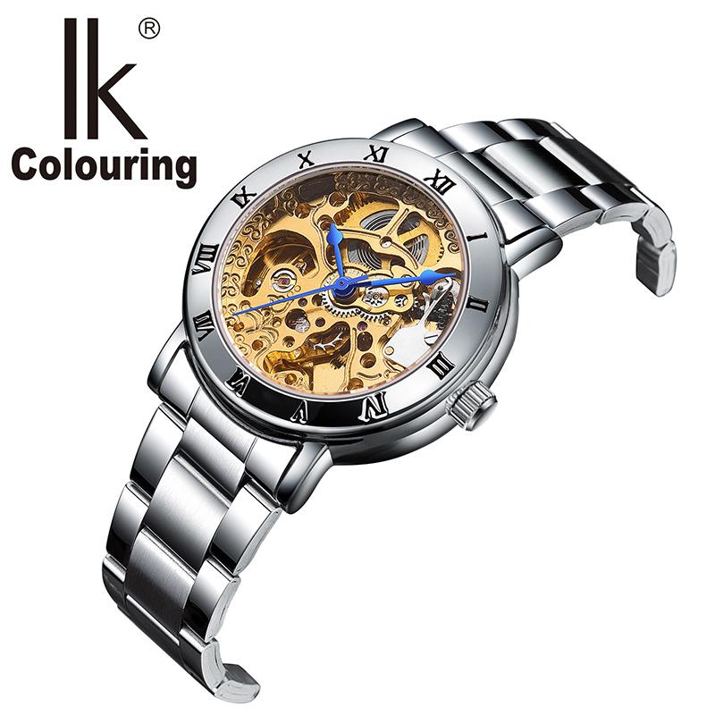 New Fashion Gold Women's Mechanical Watch Roman Bezel Skeleton Hollow Automatic Self-Wind Ladies Dress Leather Wristwatches