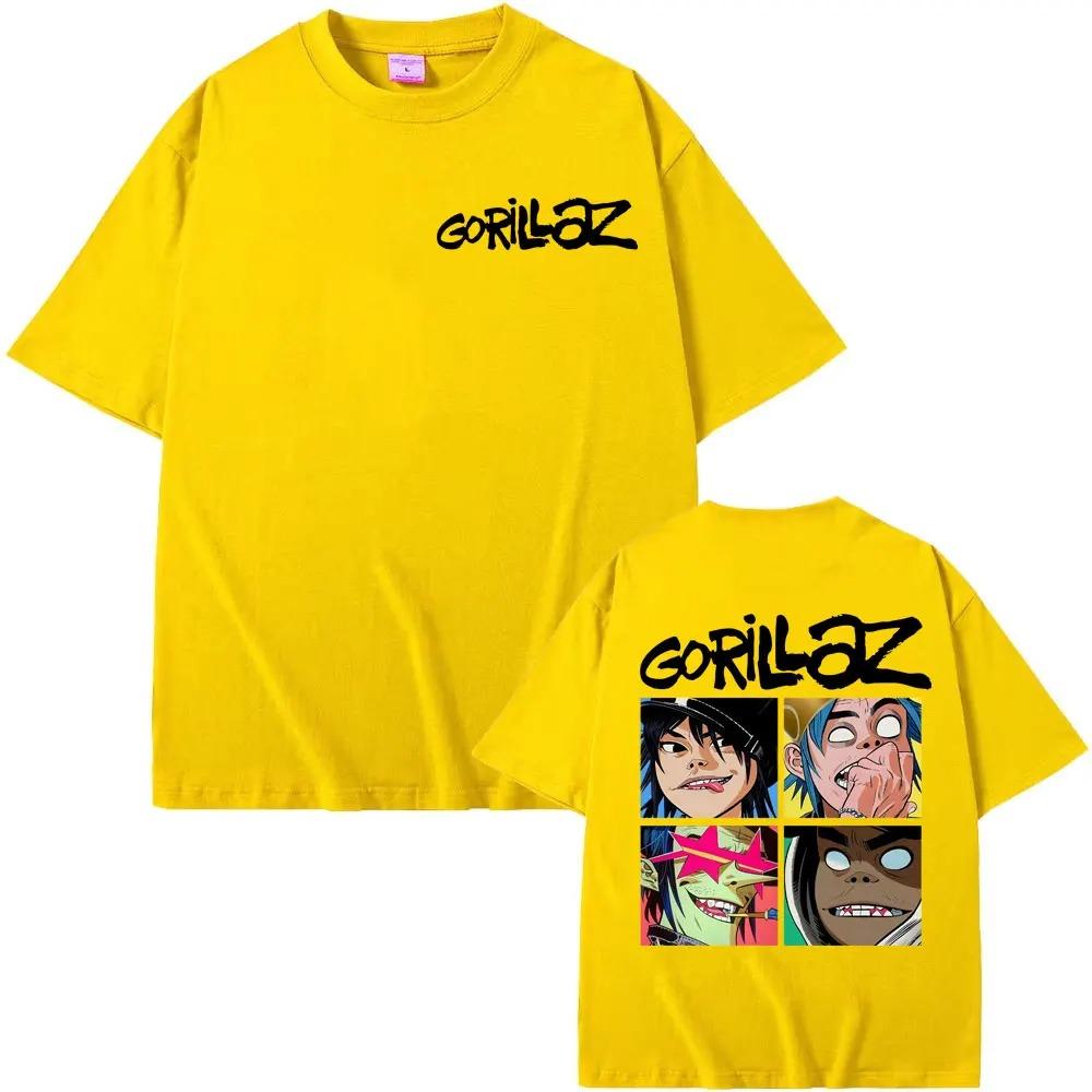 Gorillaz Rockband Vintage Cartoon Grafik T-Shirt Unisex Harajuku Stil Klassisch Übergroß 100% Baumwolle Streetwear T-Shirt