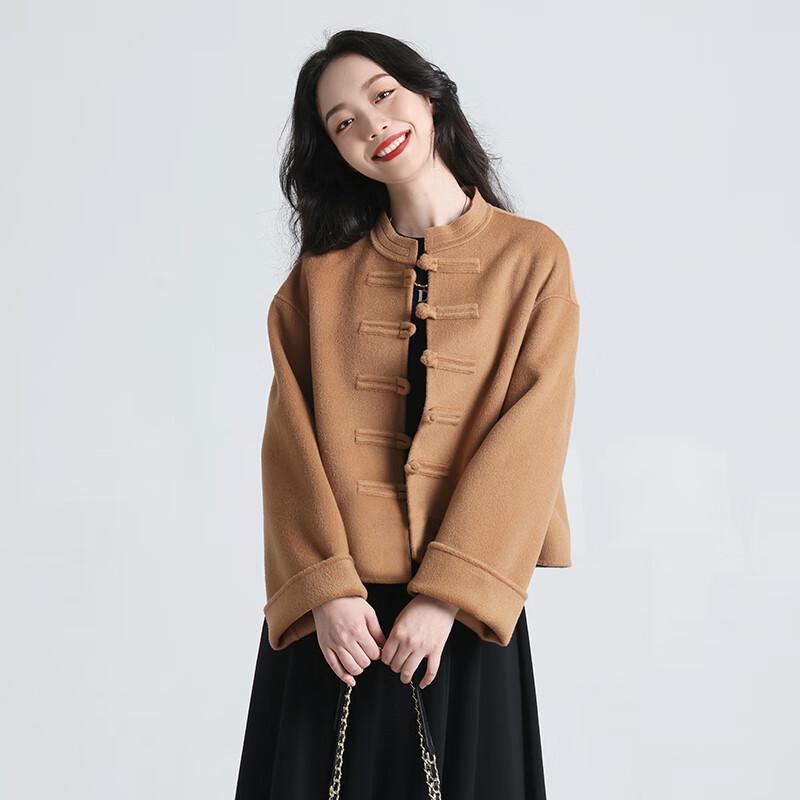 Yiliteng Women's New Chinese Style Double-Sided Pure Wool Short Coat